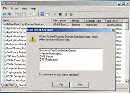 Active Directory Домейн услуги на Active Directory вече могат да бъдат рестартирани