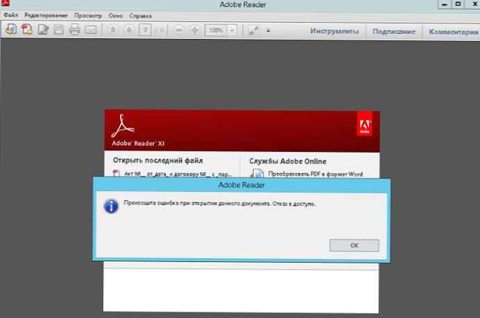 Adobe Reader XI - súbory PDF sa neotvárajú. Prístup bol odmietnutý