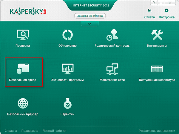 Lingkungan aman di Kaspersky Internet Security 2012
