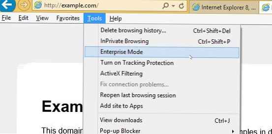 Podnikový režim v programe Internet Explorer 11