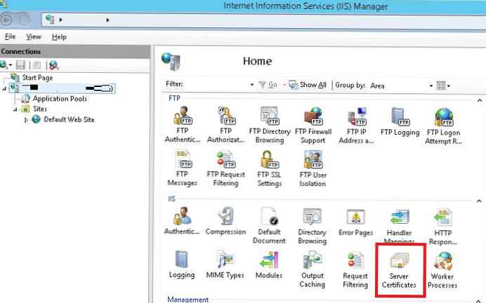 FTP preko SSL-a (FTPS) na sustavu Windows Server 2012 R2