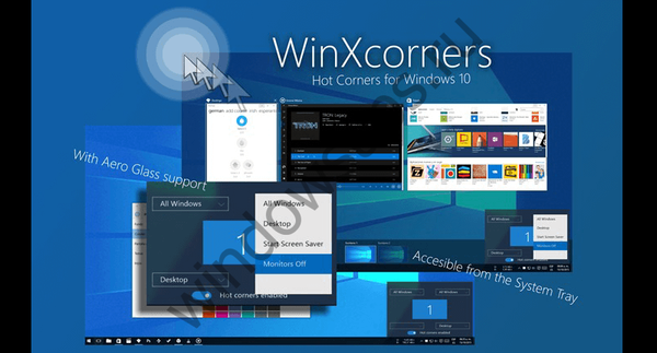 Forró képernyő szögek a Windows 10 rendszeren a WinXCorners használatával