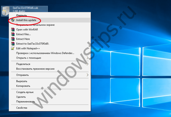 Jak přidat možnost instalace aktualizací CAB do místní nabídky Průzkumníka Windows 10 nebo 8.1