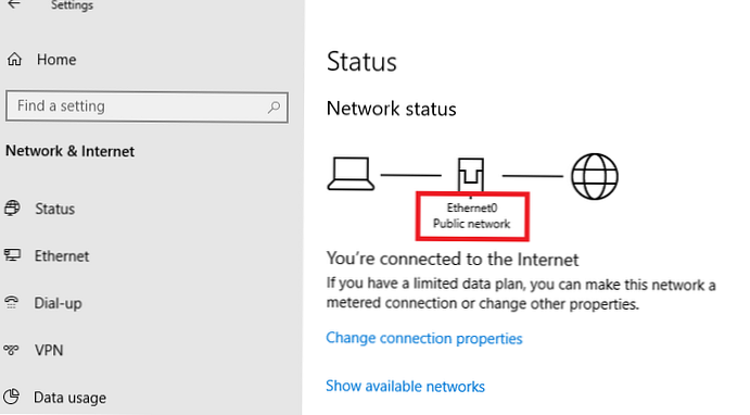 Hogyan változtathatjuk meg a hálózat típusát nyilvánosról magánra a Windows 10 / Server 2016/2012 R2 rendszerben?
