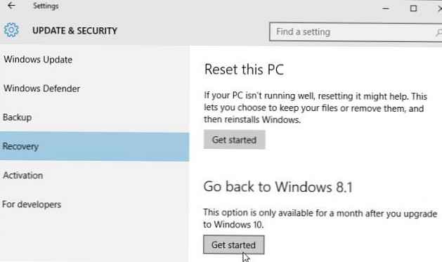 Cara mengembalikan instalasi Windows 10 dan mengembalikan Windows 8.1 atau 7