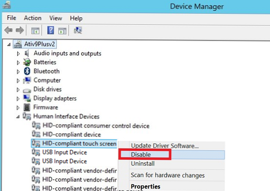Az érintőképernyő letiltása a Windows 8.1 rendszerben