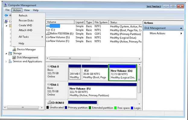 VHD-meghajtó létrehozása a Windows 7 rendszerben