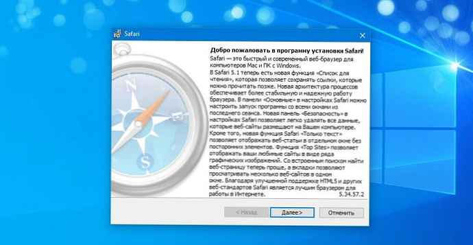 Kako instalirati Safari preglednik na Windows 10.