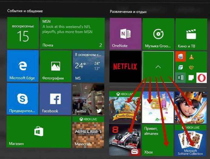 Menu Mulai Windows 10 - Cara menggabungkan ubin ke dalam folder