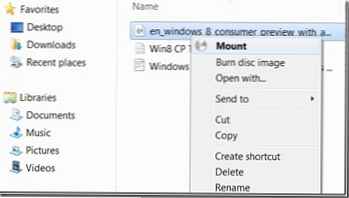 Montirajte ISO sliku na Windows 8 / Server 2012