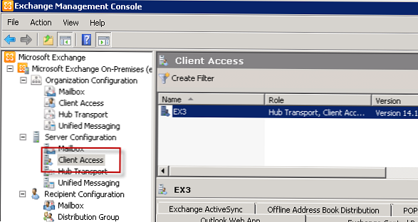 Konfigurovat OutlookAnywhere v Exchange Server 2010
