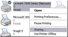 Nastavení tisku na síťovou tiskárnu v systému XP ze systému Windows 7