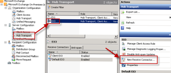 Konfigurirajte konekcijski relej u programu Exchange Server 2010