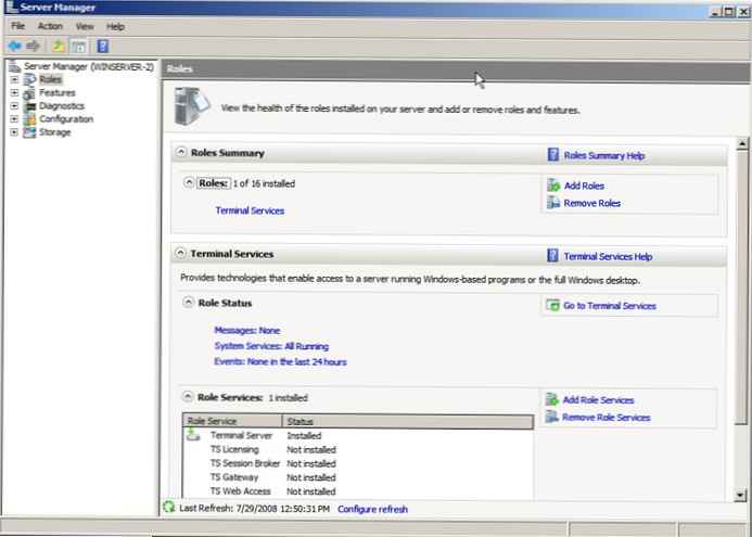 Konfigurirajte spletni dostop do TS v operacijskem sistemu Windows Server 2008