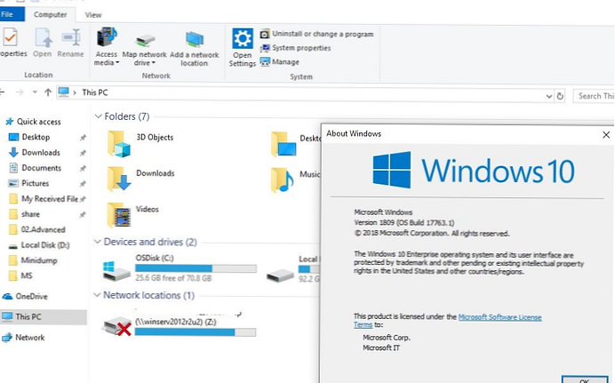 Síťové jednotky nejsou v systému Windows 10 1809 připojeny