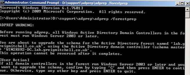 Nadgradnja Active Directory iz Windows Server 2008 R2 na Windows Server 2012