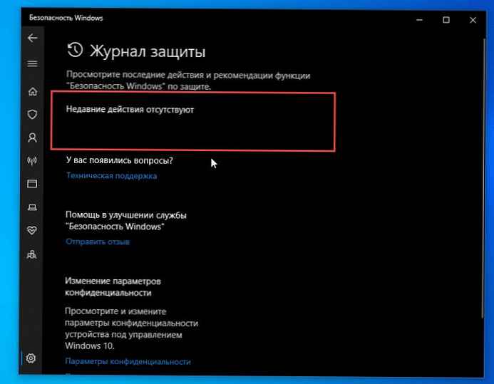 Vymazanie denníka ochrany v Centre zabezpečenia systému Windows 10 Defender