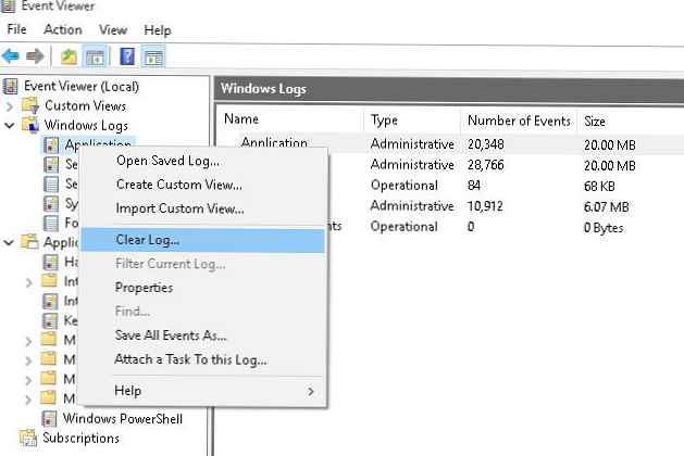 Изчистване на регистрационните файлове на Windows с PowerShell и wevtutil