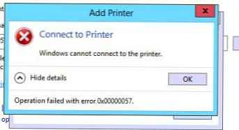 Pogreška 0x00000057 prilikom instaliranja mrežnog pisača u Windows