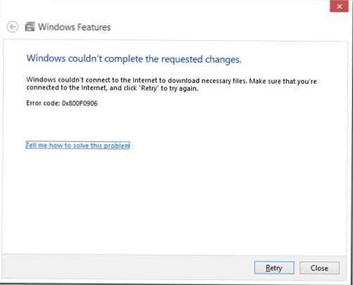 0x800F081F számú hiba történt a .NET-keretrendszer 3.5 telepítésekor a Windows 8 / Server 2012 rendszerre