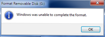 Błąd formatowania systemu Windows nie mógł zakończyć formatowania