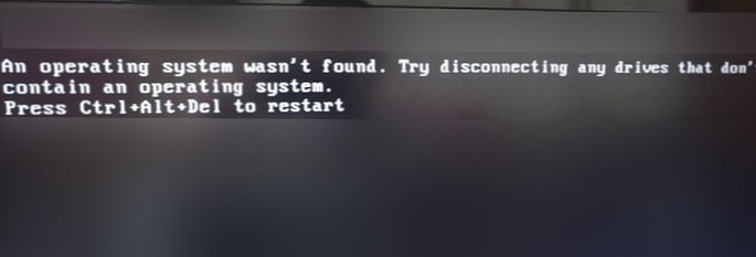 Chyba při načítání systému Windows Nebyl nalezen operační systém