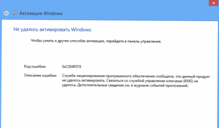 Chyby aktivace systému Windows 8