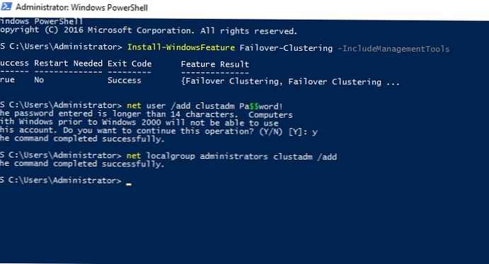 Windows Server 2016 Failover Cluster v pracovní skupině (bez domény)