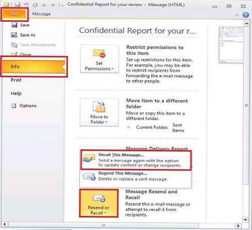 Vyvolání odeslaných e-mailů v aplikaci Outlook 2010, 2007, 2003