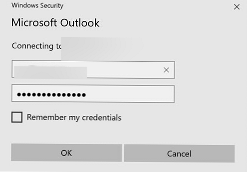 Outlook 2016 постоянно пита потребителска парола