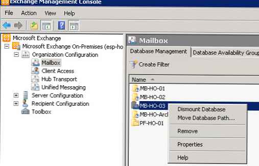 Memindahkan database Exchange 2010 ke folder lain