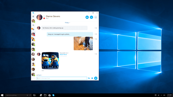 A Skype UWP Üzenetek mindenütt funkciójának első képernyőképei
