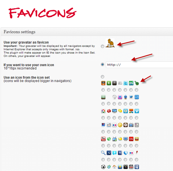Favicons dodatak - ikone web mjesta