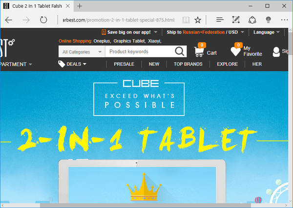 Sprzedaż tabletów Cube Windows na GearBest