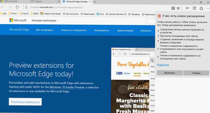Microsoft Office kiterjesztés az Edge és a Chrome számára.
