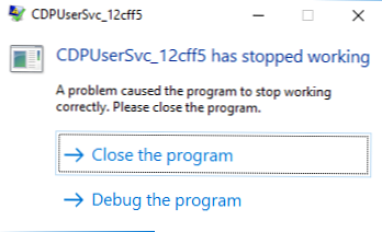 Riešenie problému so službou CDPUserSvc v systéme Windows 10 / Windows Server 2016