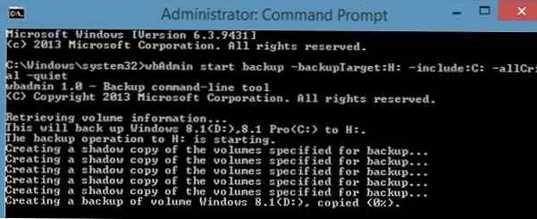Varnostno kopiranje in obnavljanje sistemske slike v sistemu Windows 8.1