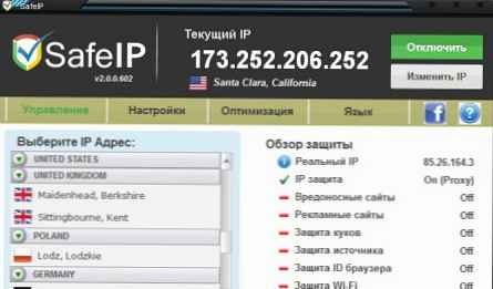 SafeIP - program gratis untuk menyembunyikan alamat IP