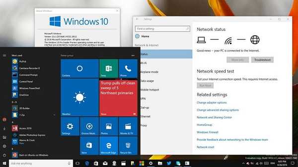 Build a Windows 10 Insider Preview 14332 számítógépre és okostelefonra kiadott verziója