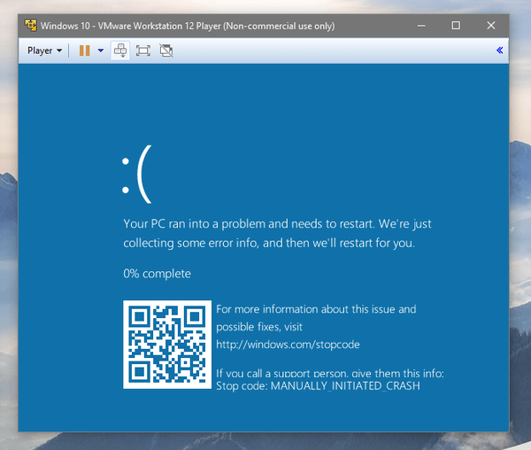 Niebieski ekran w systemie Windows 10 wyświetli kod QR
