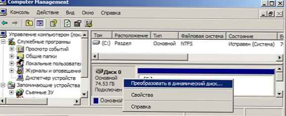 Ustvarjanje sistemskega ogledala in zagonsko particijo v sistemu Windows Server 2003