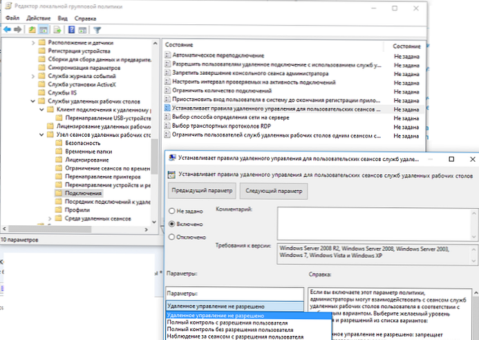 Stínové připojení RDP k ploše uživatele v systému Windows 10