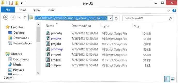 Správa tlačiarní z príkazového riadku v systéme Windows 10 / 8.1