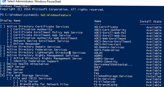Správa rolí a funkcí systému Windows Server z prostředí PowerShell