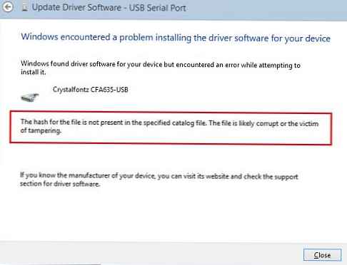 Инсталирайте неподписан драйвер на Windows 8
