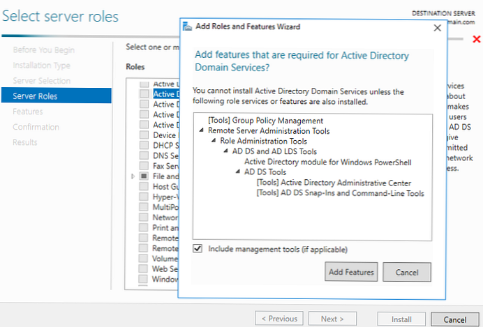 Инсталиране на контролер на домейн RODC на Windows Server 2016