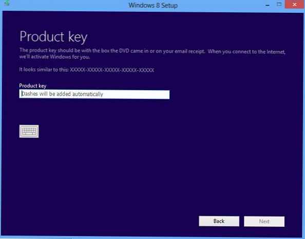 A Windows 8 telepítése kulcs nélkül