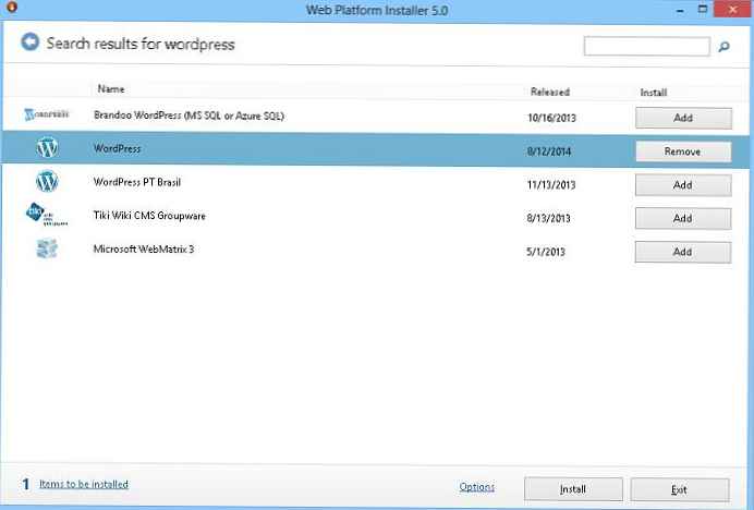 Telepítse a WordPress szoftvert a Windows Server 2012 / Windows 8 rendszerre