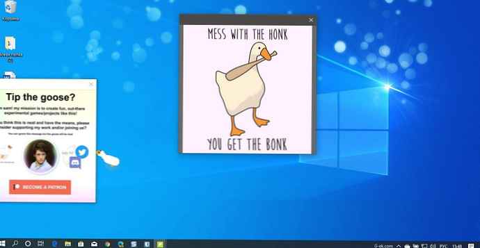 Zabawne i szkodliwe - gęś na pulpicie Windows 10